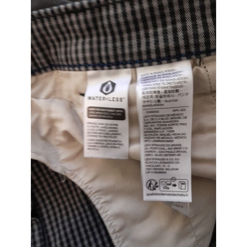 Levis XX Chino Pants Mens 38x30 Blk/White Gingham Check Standard Taper - Picture 2 of 8